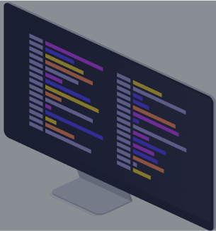 PC screen filled with stylized code